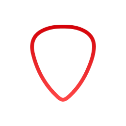 red outline of guitar pick