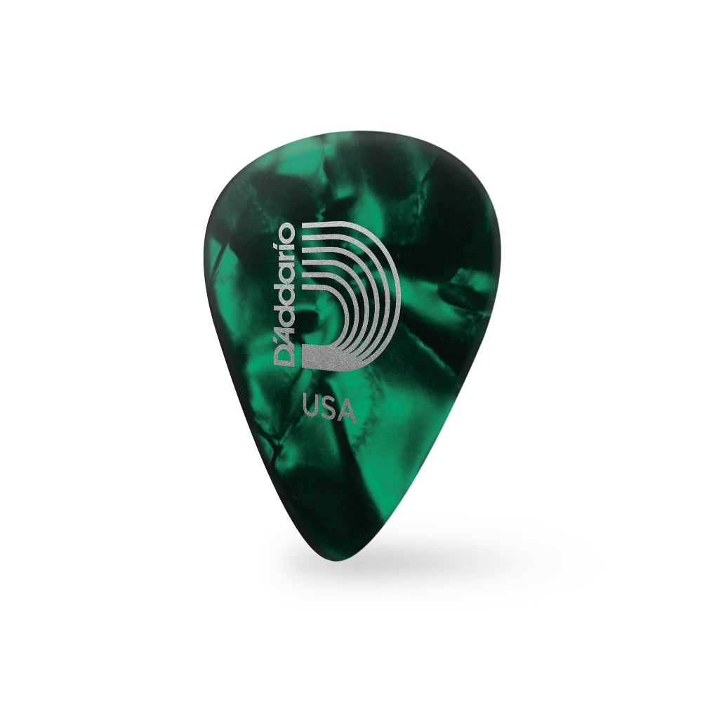 D'Addario Green Pearl Celluloid Guitar Picks, 10 pack, Light
