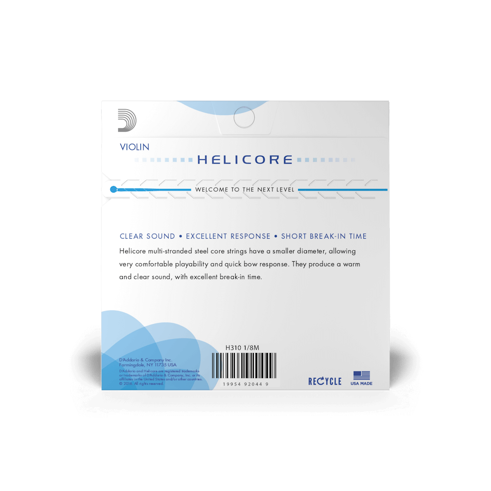 D'Addario Helicore Violin String Set, 1/8 Scale, Medium Tension