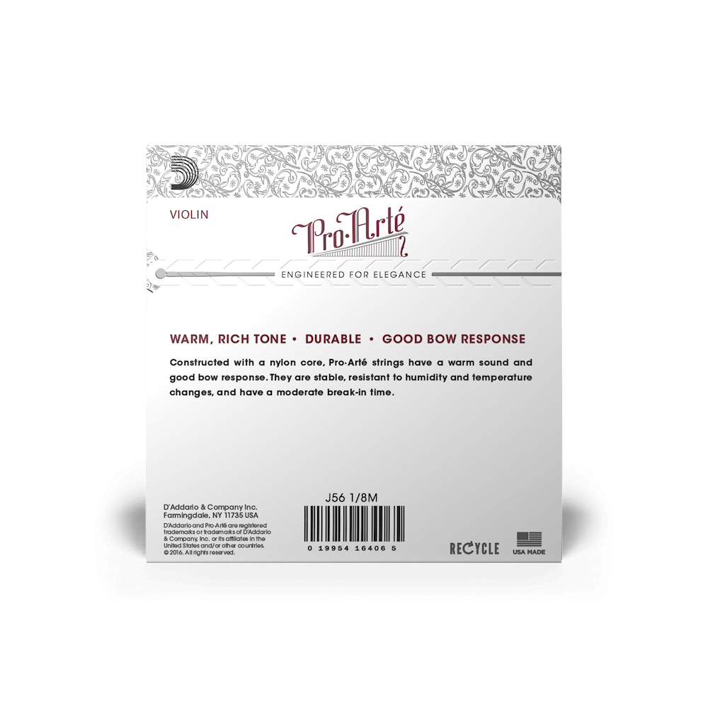 D'Addario Pro-Arte Violin String Set, 1/8 Scale, Medium Tension