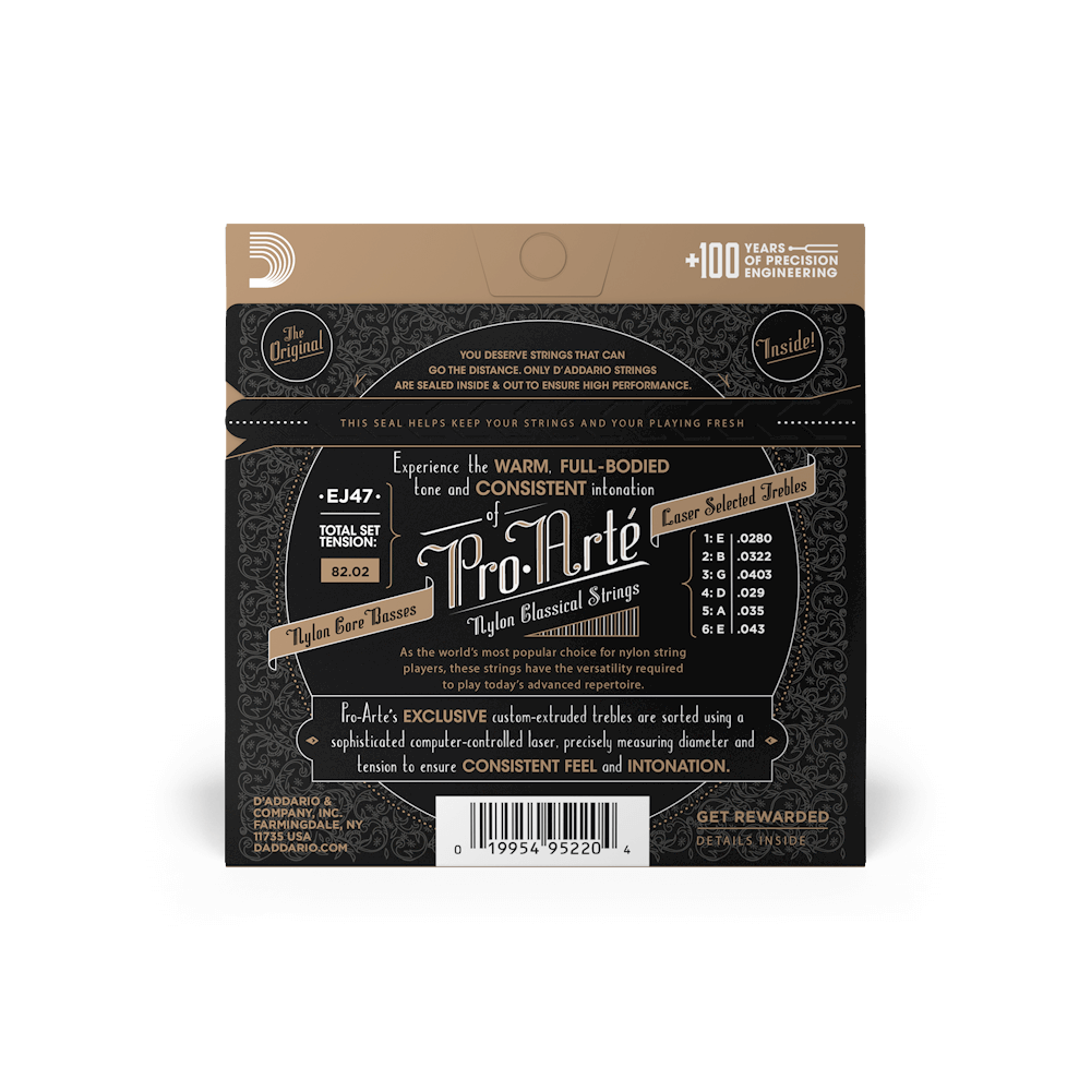 Normal Tension, Pro-Arté Nylon 80/20 Bronze Classical Guitar Strings