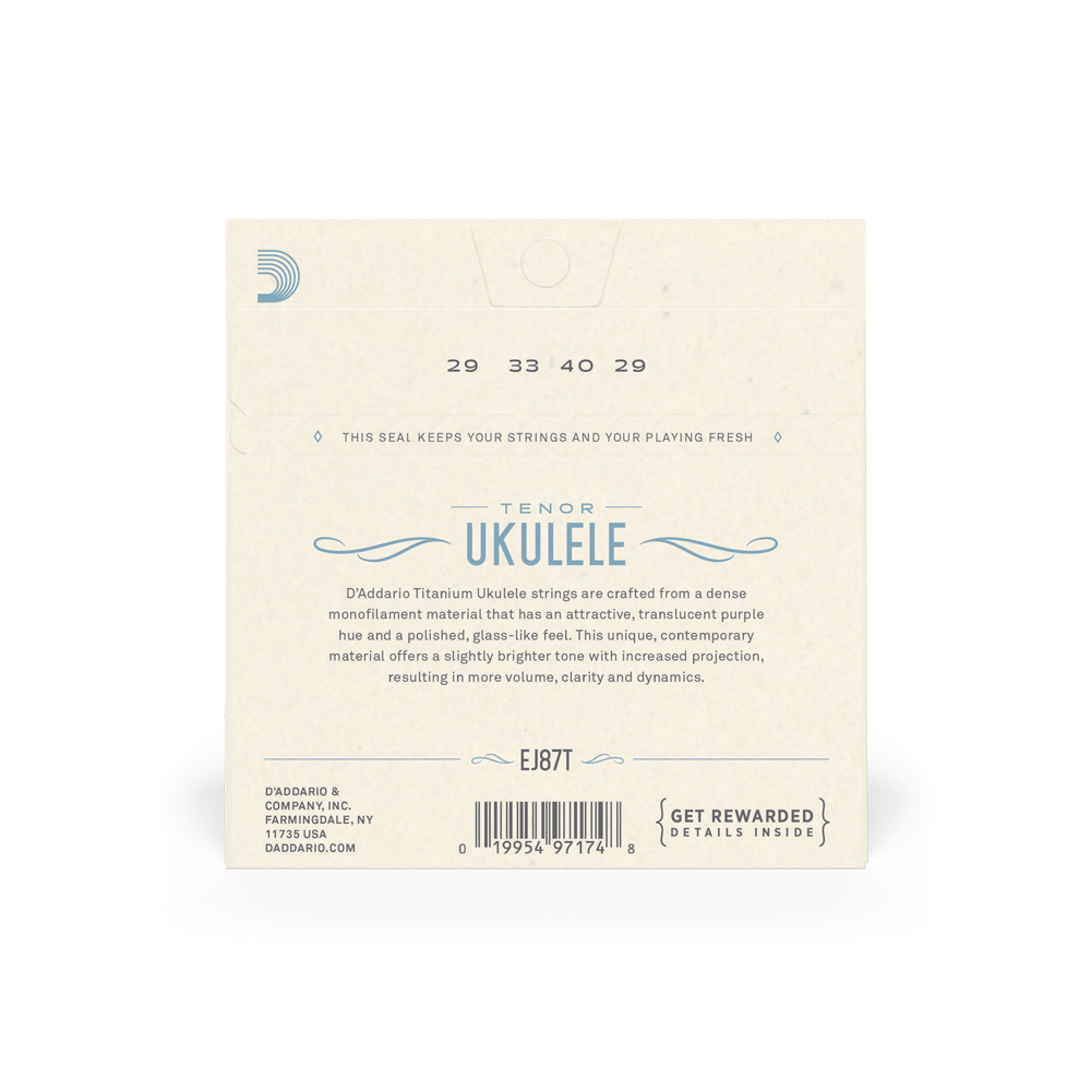 D'Addario EJ87T Titanium Ukulele Strings, Tenor
