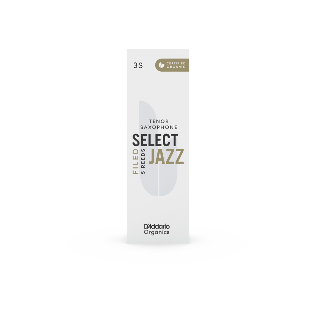 D'Addario Organic Select Jazz Filed Tenor Saxophone Reeds, Strength 3 Soft, Individually-Sealed, 5-Pack