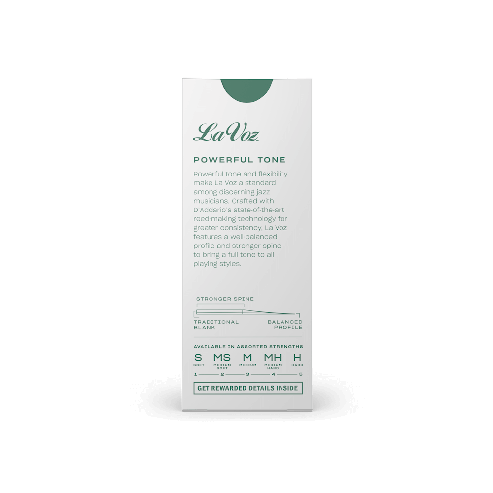 La Voz Tenor Saxophone Reeds, Medium, 5 Pack